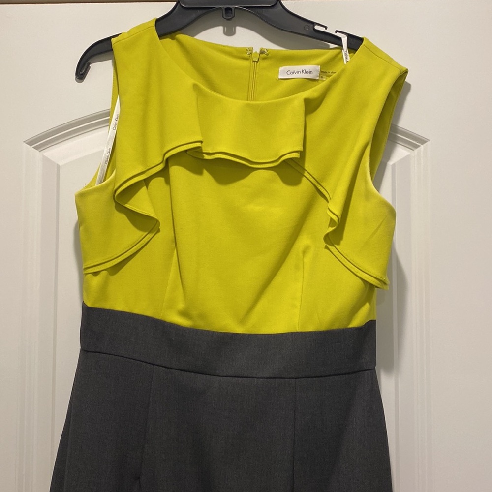 Calvin Klein Womens 2 Toned Sleeveless Ruffle Dress Size 6 - Picture 3 of 7